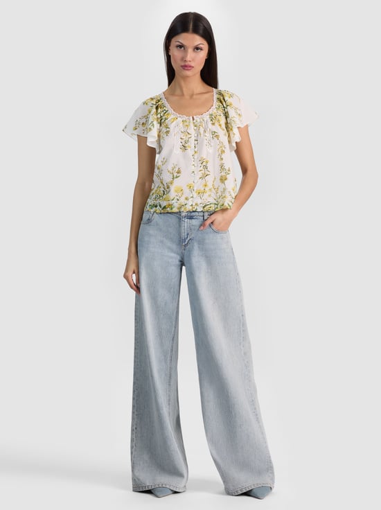 FRESH AIR BUTTER-ODETTE FLUTTER SLEEVE TOP