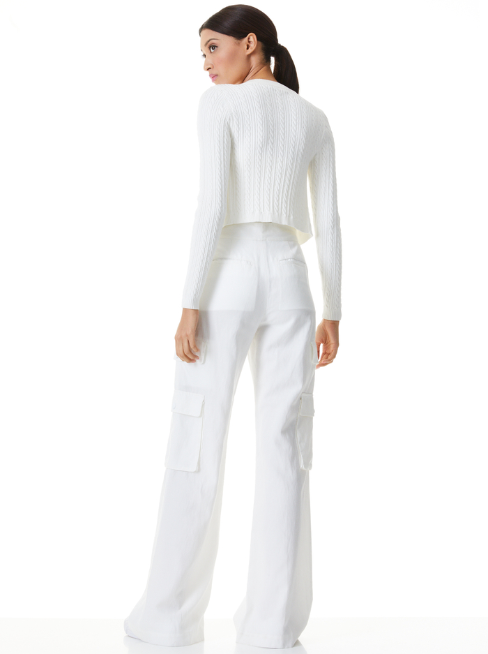 GRETA CROPPED CABLEKNIT CARDIGAN - SOFT WHITE image 1 - ALICE + OLIVIA