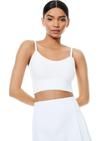 WHITE-RHEA FUZZY CROPPED TANK-