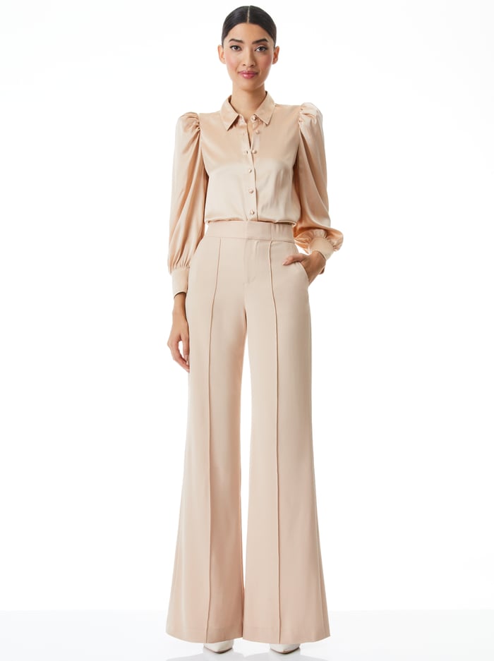 NADINE PUFF SLEEVE BUTTON DOWN - ALMOND image 2 - Alice And Olivia