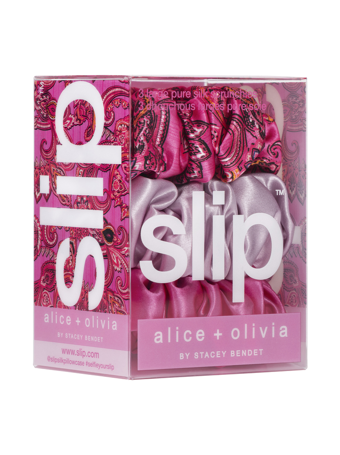 A+O X SLIP SILK LARGE SCRUNCHIE SET - MULTI image 2 - Alice And Olivia