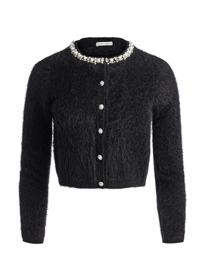 DOLLIE CASHMERE CARDIGAN - BLACK image 5 - Alice And Olivia