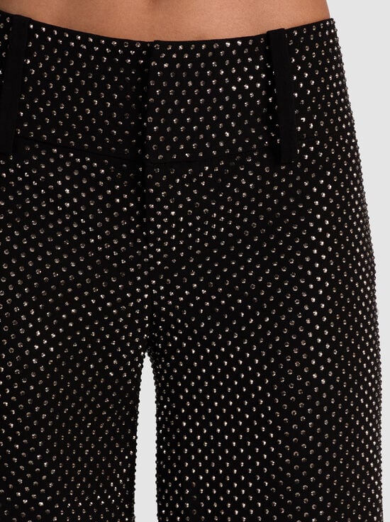 BLACK-OLIVIA EMBELLISHED WIDE LEG PANT