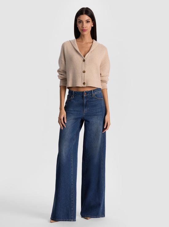 OATMEAL HEATHER-COREY HOODED CASHMERE CARDIGAN