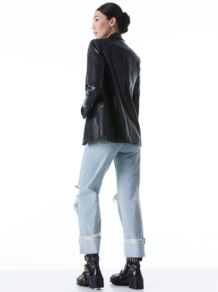 DENNY VEGAN BLAZER - BLACK image 1 - Alice And Olivia