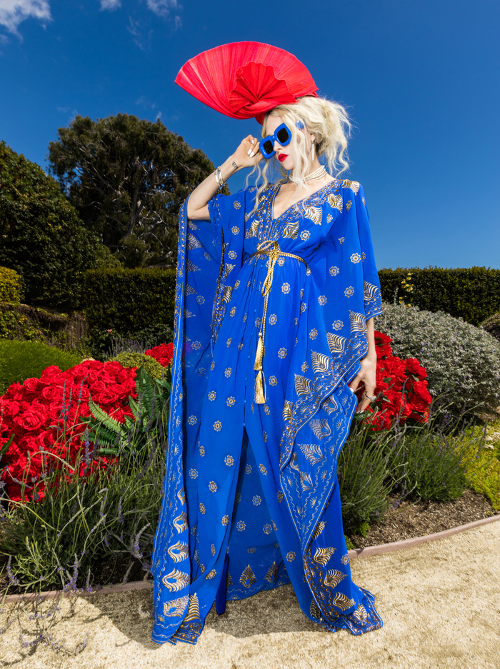 MARVA BRAID BELT MAXI KAFTAN - SAPPHIRE/GOLD image 6 - ALICE + OLIVIA