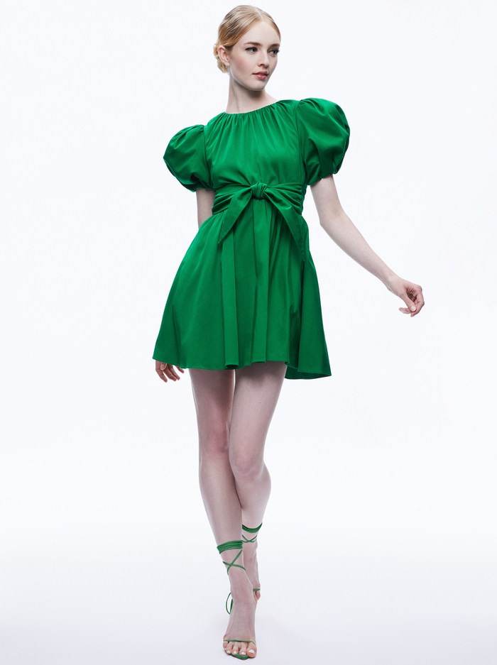 KYLAN PUFF SLEEVE MINI DRESS - EMERALD image 4 - ALICE + OLIVIA