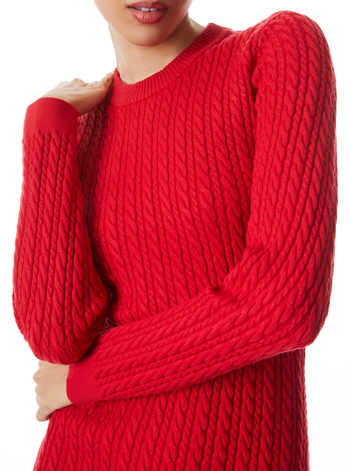YUNA CABLE KNIT MINI DRESS - BRIGHT POPPY image 3 - Alice And Olivia