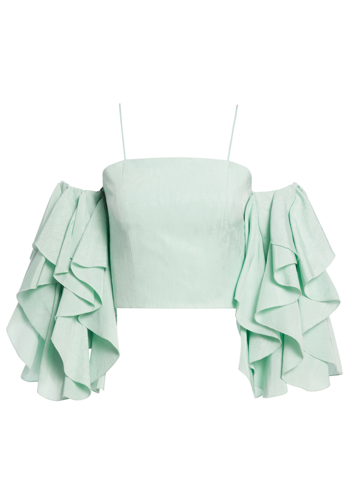 NAKIA COLD SHOULDER CROP TOP - MINT image 5 - Alice And Olivia