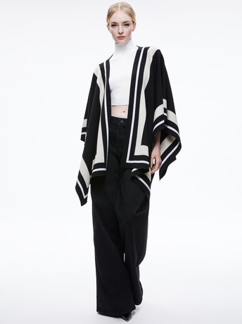 BLACK/ECRU/LATTE-KAMALA STRIPE PONCHO