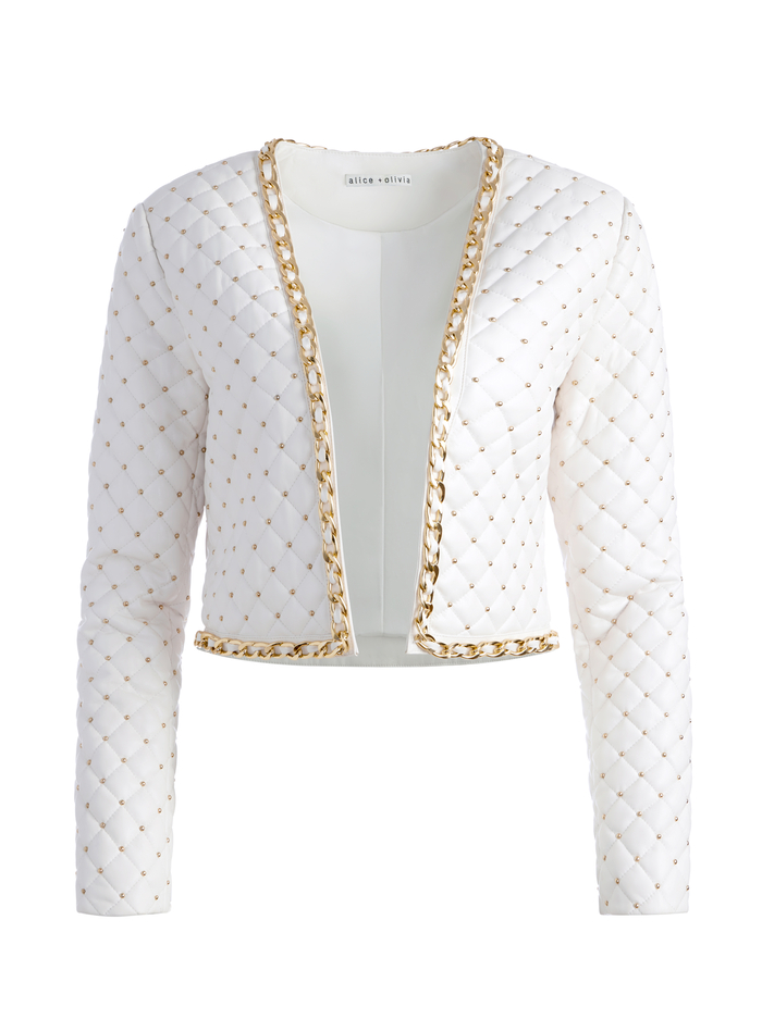 ZETA QUILTED VEGAN LEATHER JACKET - OFF WHITE image 5 - Alice And Olivia