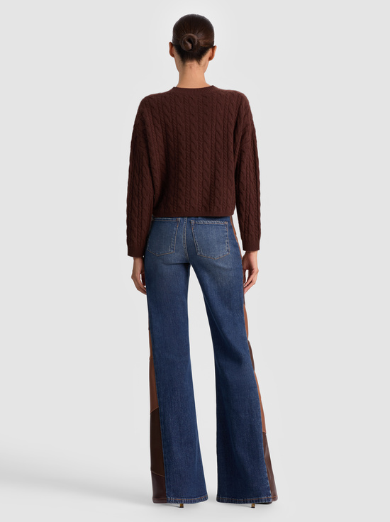 DARK CHOCOLATE-CECILIE CASHMERE CABLEKNIT PULLOVER