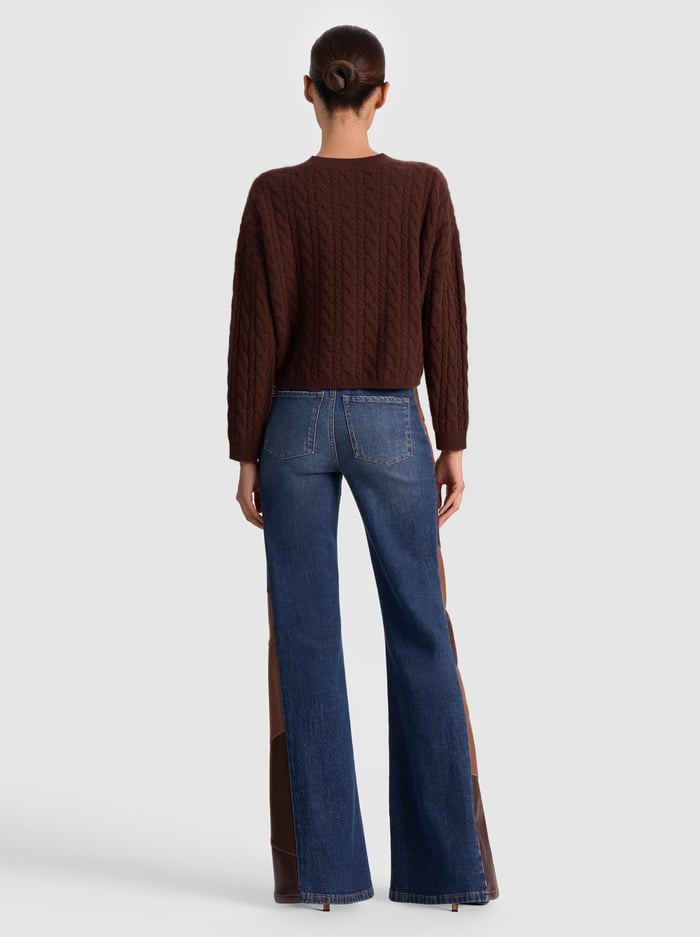 CECILIE CASHMERE CABLEKNIT PULLOVER - DARK CHOCOLATE image 2 - Alice And Olivia