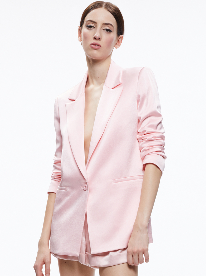 DENNY NOTCH COLLAR BOYFRIEND BLAZER - PETAL - Alice And Olivia