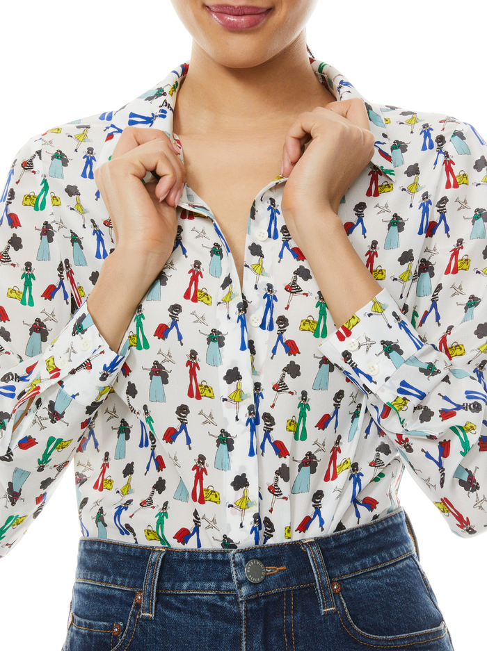 WILLA SILK BLOUSE - PASSPORT STACE image 3 - Alice And Olivia