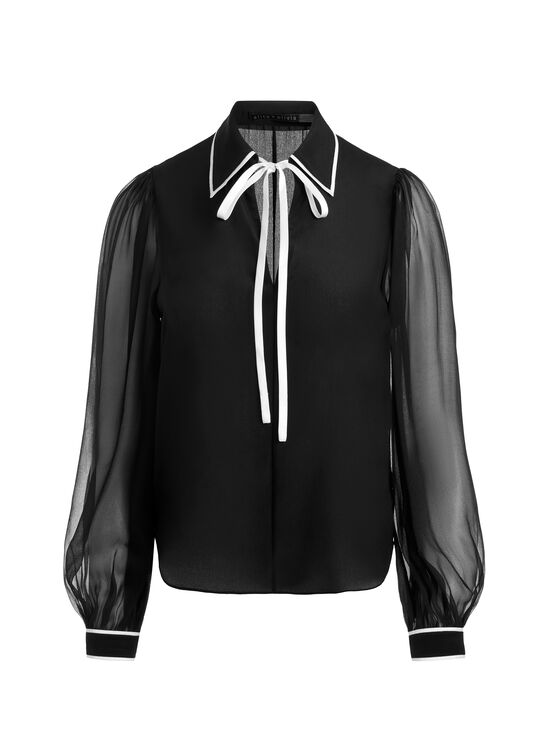 BLACK/OFF WHITE-ROANNE SILK BLOUSE