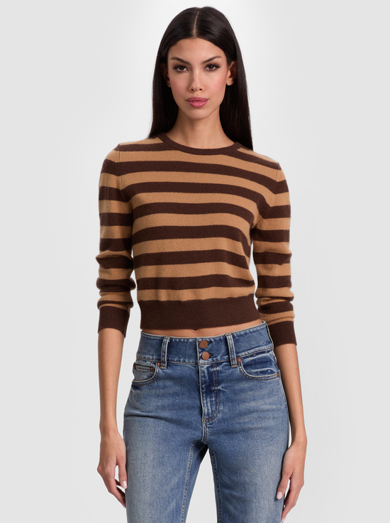 DARK CHOCOLATE/PRALINE-CAROLANN CASHMERE SHRUNKEN PULLOVER