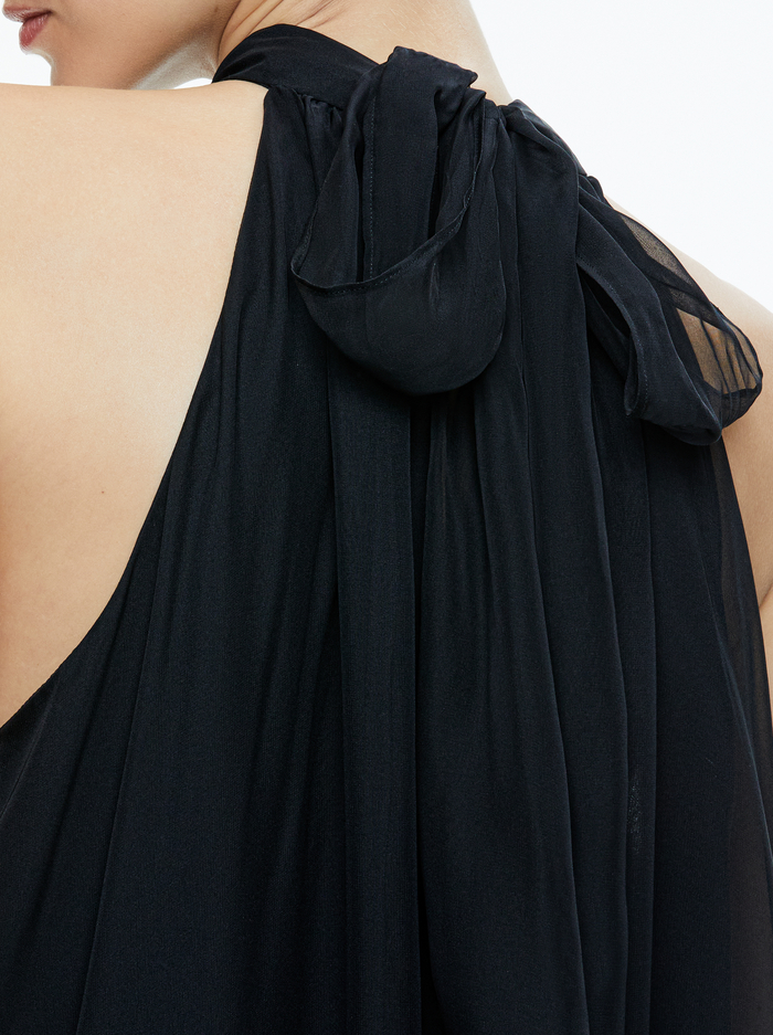 ERNA TIE BACK HALTER NECK TIERED DRESS - BLACK image 1 - Alice And Olivia