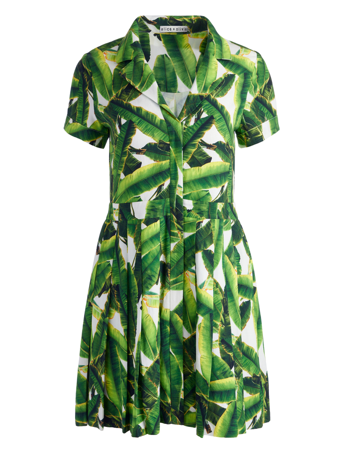 TAMALA BUTTON FRONT SHIRT DRESS - SUN PALM OFF WHITE image 5 - Alice And Olivia