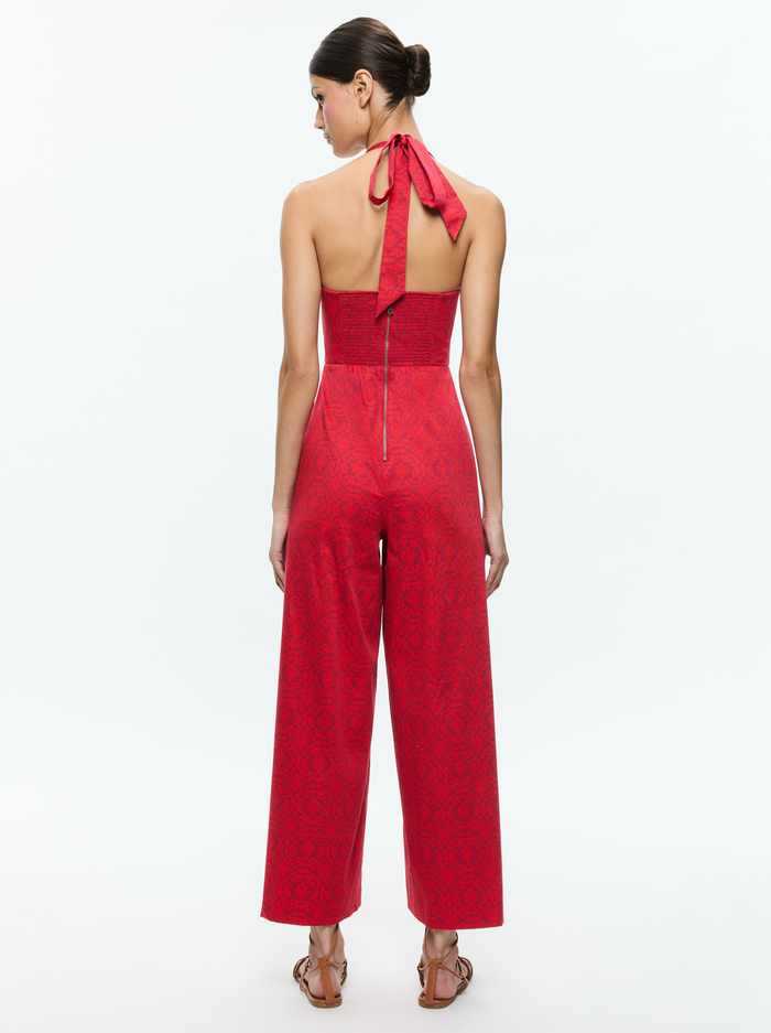 AIDA CROPPED HALTER JUMPSUIT - SYMMETRY RED APPLE image 2 - Alice And Olivia