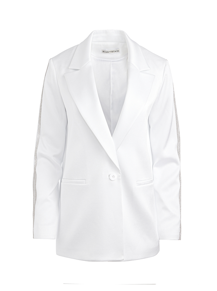 DENNY BLAZER WITH CRYSTAL TRIM - WHITE image 5 - Alice And Olivia