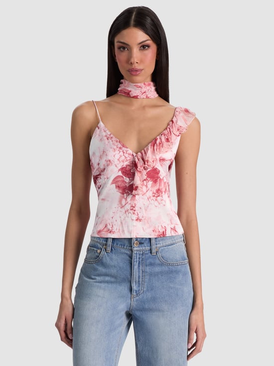 SEA BREEZE ENGLISH ROSE-ZELDA RUFFLE TANK WITH SCARF