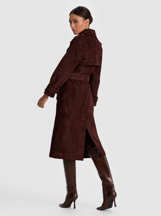 DARK CHOCOLATE-NEVADA SUEDE TRENCH COAT