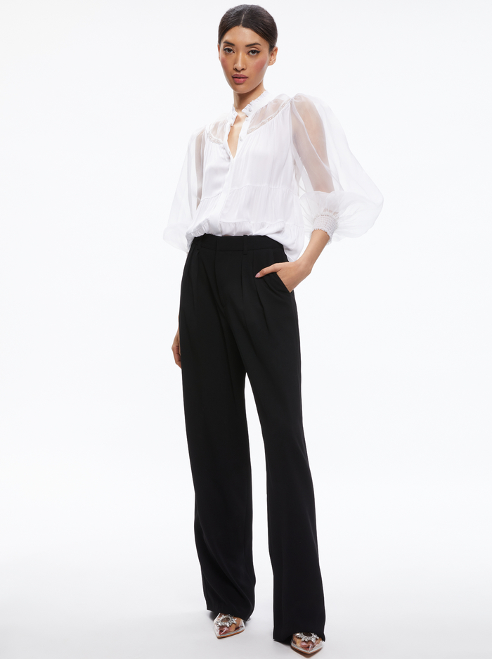 JACLYN GATHERED SMOCKED BLOUSON SLEEVE BLOUSE - WHITE image 2 - ALICE + OLIVIA