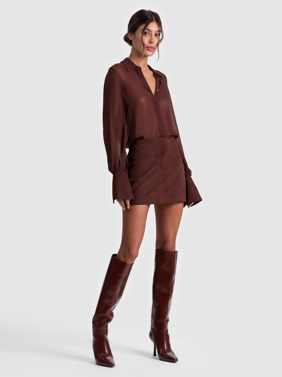 DARK CHOCOLATE-RILEY SUEDE MINI SKIRT
