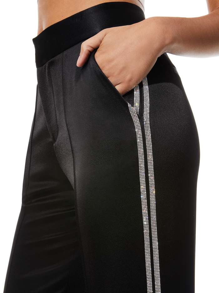 DYLAN PANT WITH CRYSTAL TRIM - BLACK image 3 - Alice And Olivia