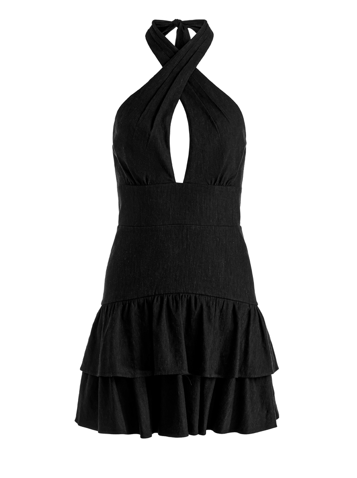 EVELINA LINEN MINI DRESS - BLACK image 5 - Alice And Olivia