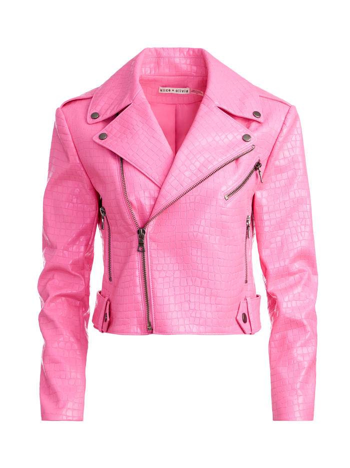 CODY VEGAN LEATHER CROC JACKET - PRIMROSE image 5 - Alice And Olivia