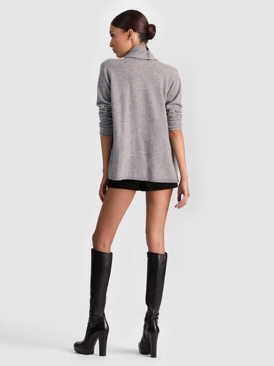 MEDIUM HEATHER GREY-JULES CASHMERE DRAPED PULLOVER