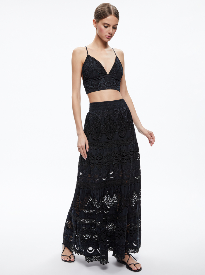 CARLI EMBROIDERED BRA TOP - BLACK image 4 - Alice And Olivia