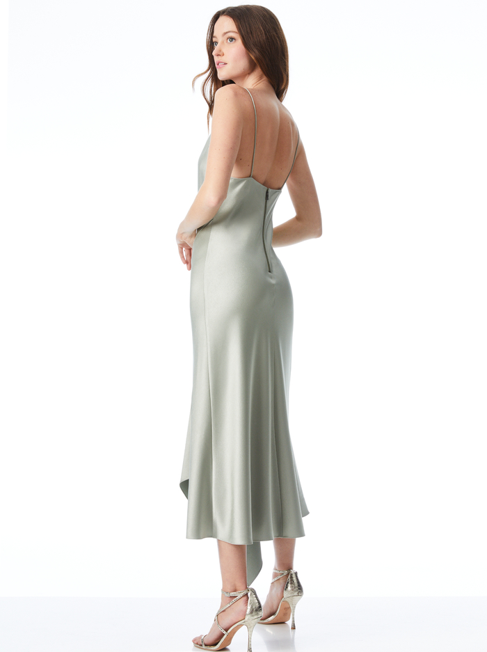 HARMONY DRAPEY SLIP MIDI DRESS - SAGE image 1 - Alice And Olivia