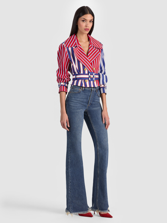 TWILGHT BLU/CHIL PEP MIX STRIP-KEITH CROPPED TRENCH