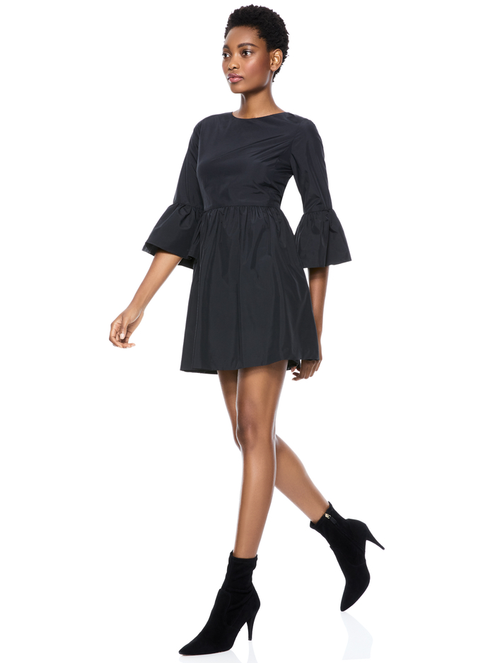 AUGUSTA RUFFLE SLEEVE MINI DRESS - BLACK image 1 - Alice And Olivia
