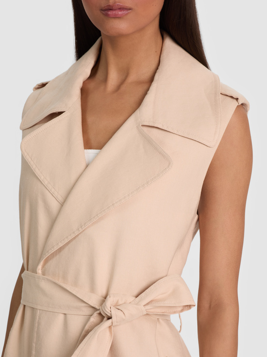 OATMEAL-KEITH SLEEVELESS LINEN TRENCH