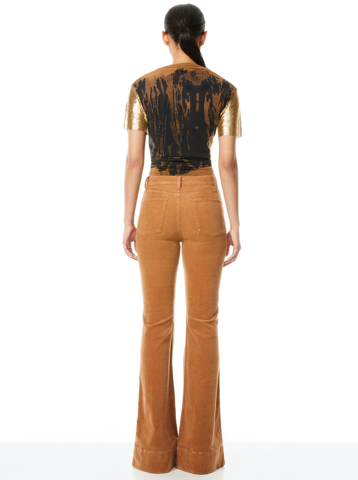 BEAUTIFUL HIGH RISE CORDUROY BELL - CAMEL image 1 - Alice And Olivia