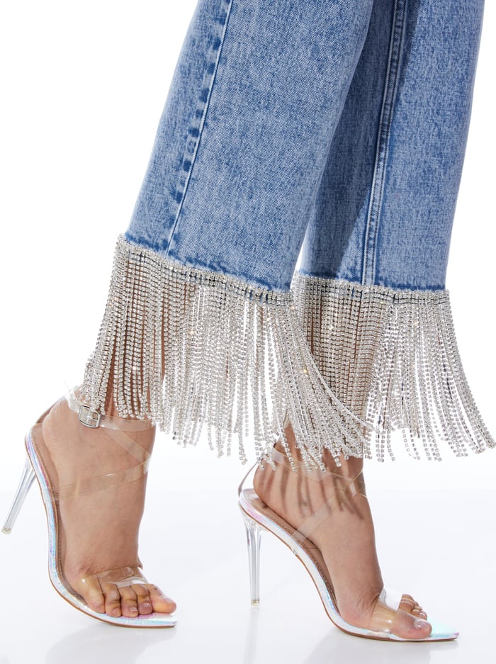 AMAZING CRYSTAL EMBELLISHED HEM JEAN - LIGHTNING BLUE image 3 - Alice And Olivia
