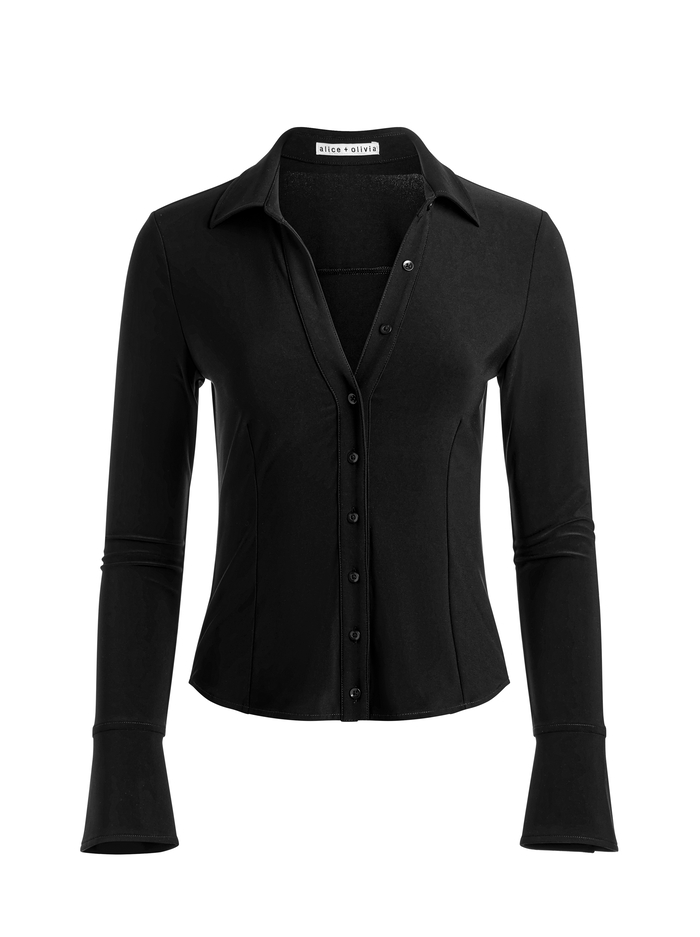 FREYA BUTTON DOWN TOP - BLACK image 5 - ALICE + OLIVIA