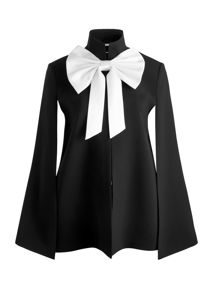 PHILIPPA BOW CAPE - BLACK/OFF WHITE image 5 - Alice And Olivia