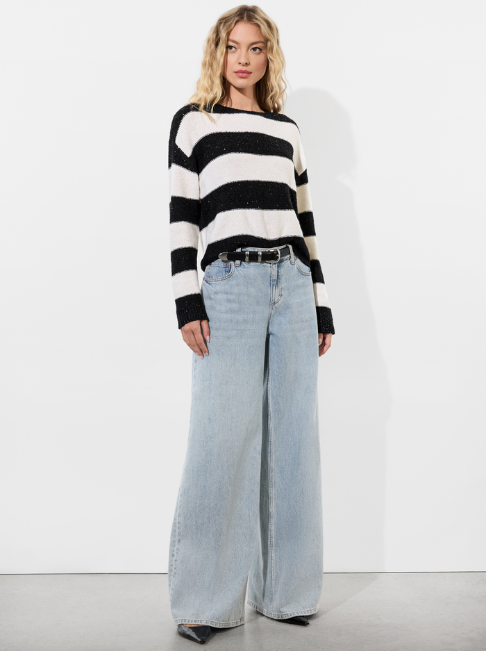 JACQUES SEQUIN PULLOVER - SOFT WHITE/BLACK image 4 - Alice And Olivia