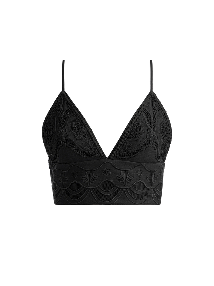 CARLI EMBROIDERED BRA TOP - BLACK image 5 - Alice And Olivia
