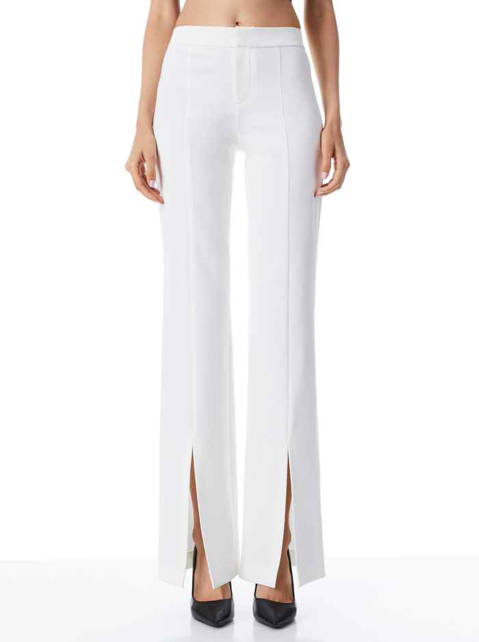 WALKER SLIM FRONT SLIT PANTS - OFF WHITE - Alice And Olivia