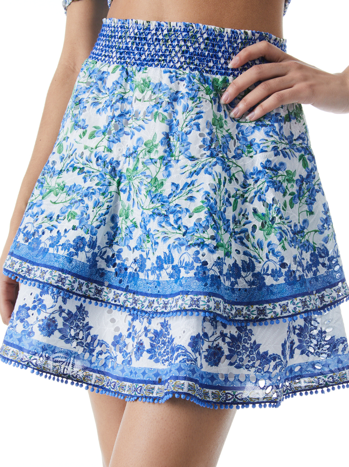 CRAWFORD SMOCKED MINI SKIRT - EVE DITSY/MULTI image 3 - Alice And Olivia