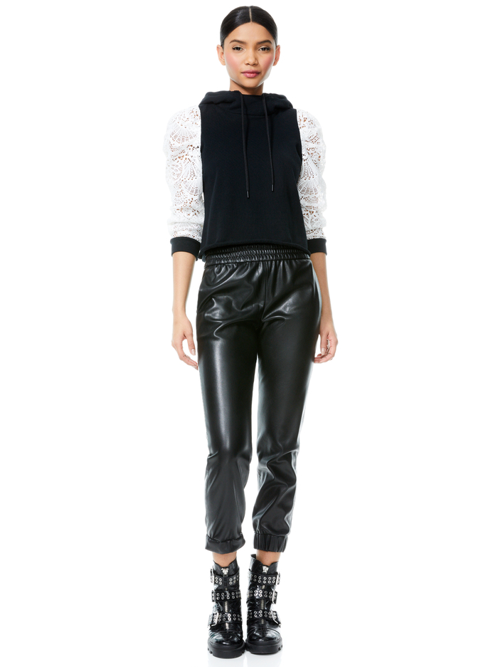 MUFFY PUFF SLEEVE HOODIE - BLACK/WHITE image 4 - ALICE + OLIVIA