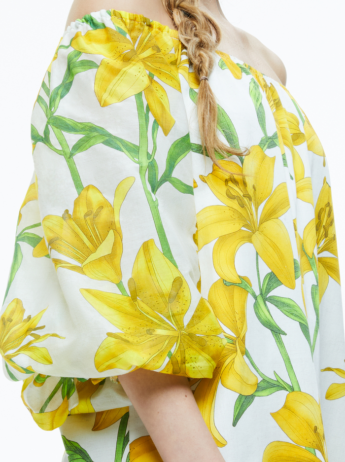 ARTEMIS OFF THE SHOULDER BLOUSON TIE SLEEVE MINI DRESS - STARGAZER MULTI LG image 1 - Alice And Olivia