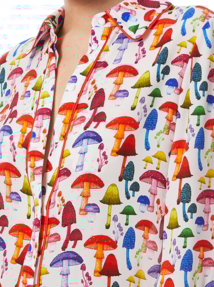 WILLA PIPED PLACKET TOP - MAGIC MUSHROOM image 3 - Alice And Olivia
