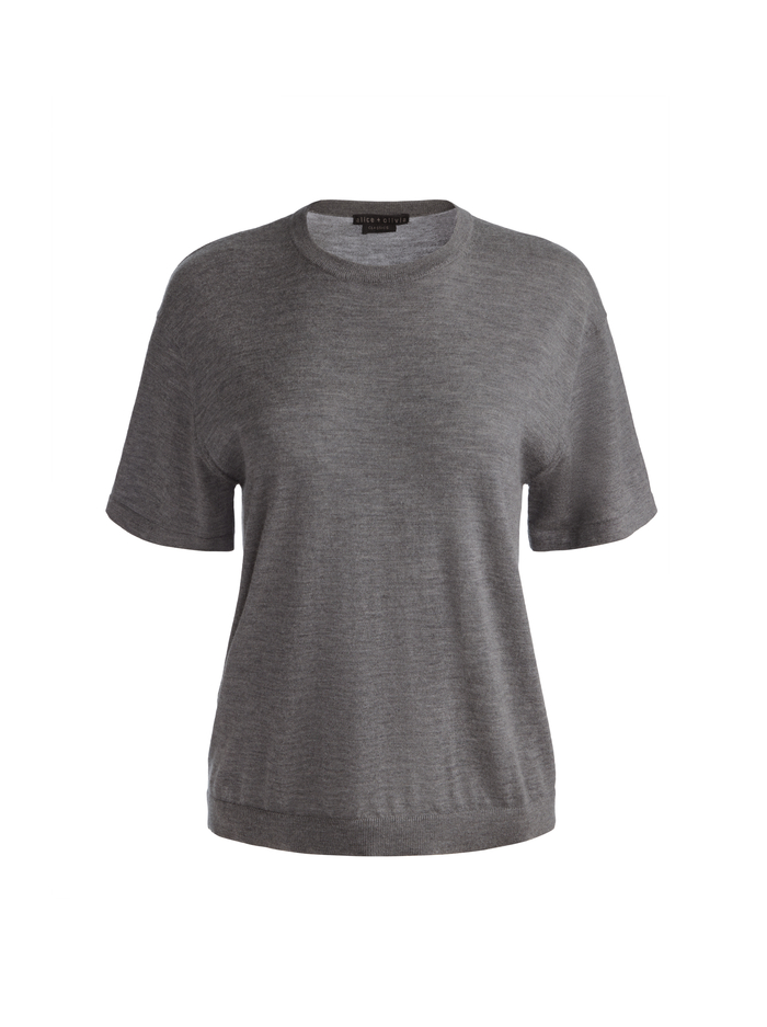 AMELIE CASHMERE KNIT TEE - MEDIUM HEATHER GREY image 5 - ALICE + OLIVIA
